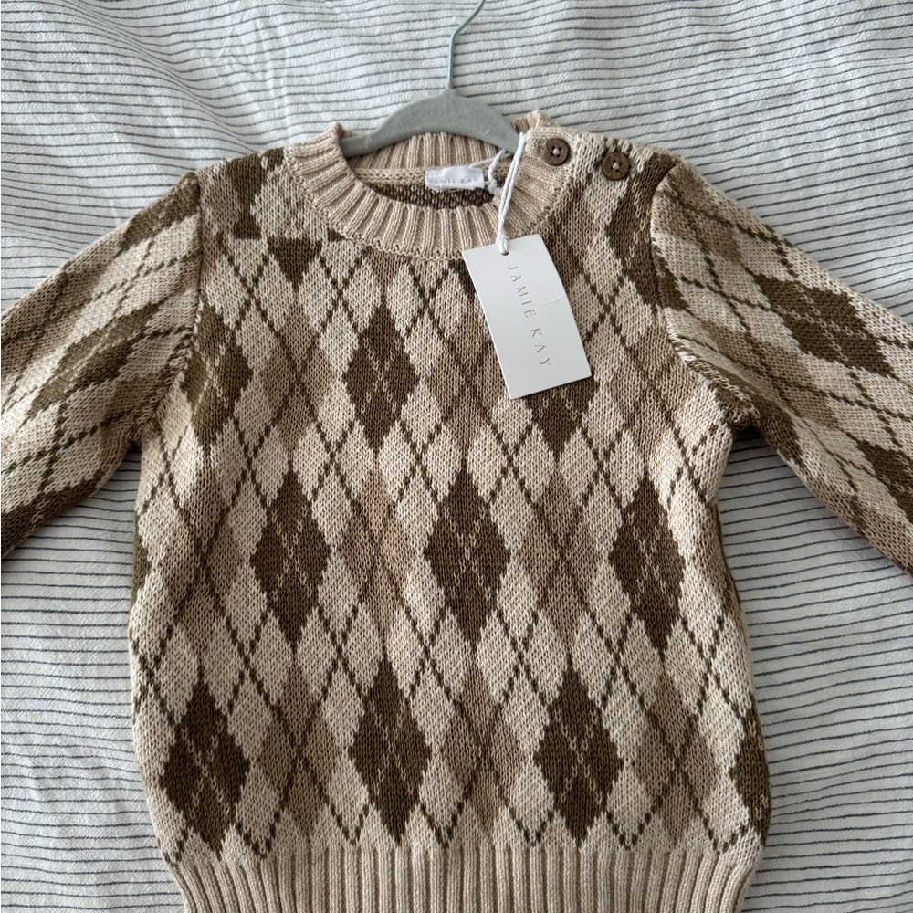 Jamie Kay sweater in jacquard oatmeal marle
Size 2Y
Brand new with tags